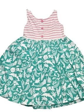 Mini Boden Tie Shoulder Hotchpotch Dress Tropical Green Mermaid Girls Kids 7-8Y